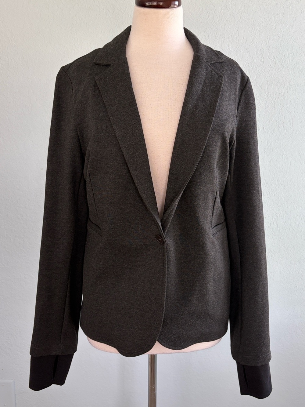 Betabrand Active Charcoal Stretch Ponte Classic Blazer